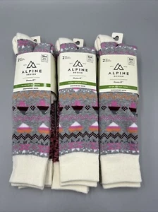 6 Pairs! Girls Alpine Design Snowsport Penguin Space Calf Cut Socks. Sz S, 10-4 - Picture 1 of 5
