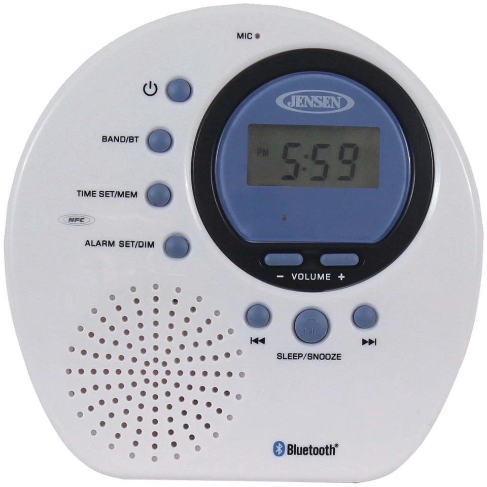 JENSEN JWM-160 Water-Resistant Digital AM/FM Bluetooth Shower Clock Radio - Image 1 of 1