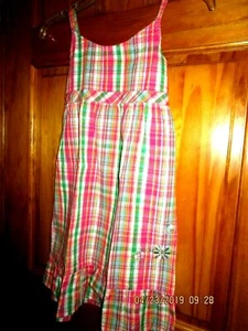 2 BE REAL spaghetti straps embroidered plaid sundress in size L 10/12, NEW - Picture 1 of 9