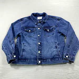 WESC Denim Jacket Mens Small Womens Medium Blue Trucker Thrills Unisex - Picture 1 of 13