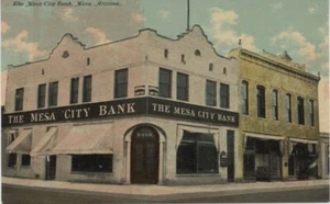 Antique PHOTO POSTCARD "MESA CITY BANK" Mesa Arizona - Picture 1 of 4