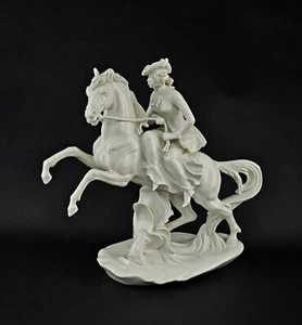 9941954 Ens Porcelain Figurine Countess Gosel To Horses White 33x15x33cm - Picture 1 of 5