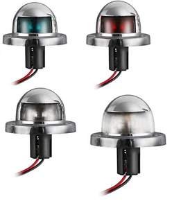 4 Feux de Navigation ABS Chromé Vert + Rouge + Blanc Poupe + Blanc Proue Bateau - Bild 1 von 5
