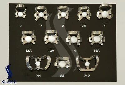 SLAKE 12 Pcs Endodontic Rubber Dam Clamps Dental Instrument With Black Tray