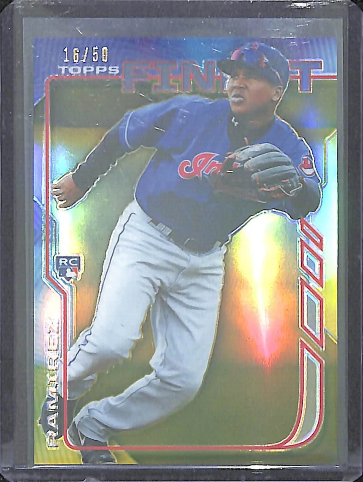 2014 Topps Finest Gold Refractor Rookie #RA-JR Jose Ramirez No 16 of 50 - Image 1 of 2