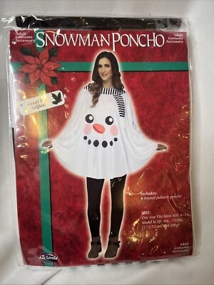 Poncho boneco de neve acessório fantasia adulto OSFM 4-14 branco festa de férias inverno Natal - Imagem 1 de 3
