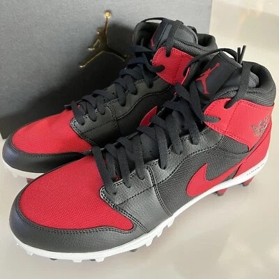 Botines de fútbol Nike Air Jordan Retro 1 TD Mid Bred AR5604-061 para hombre talla 11” Foto 1 de 4