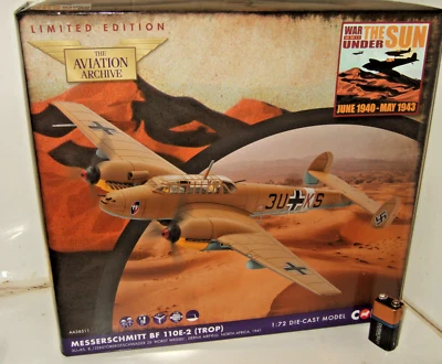 Corgi Aviation AA38511 H Wessels Messerschmitt BF 110E-2 Tropical in  1:72 scale - Image 1 of 4