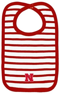 Nebraska Cornhuskers Striped Bib Newborn Baby 100% Cotton Zelcro Closure NEW - Picture 1 of 1
