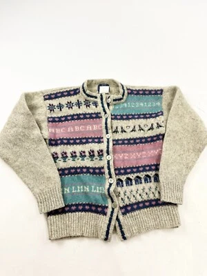 Suéter Woolrich Vintage Mujer Gris Medio Cárdigan Profesor ABC 123 Abuela Foto 1 de 4