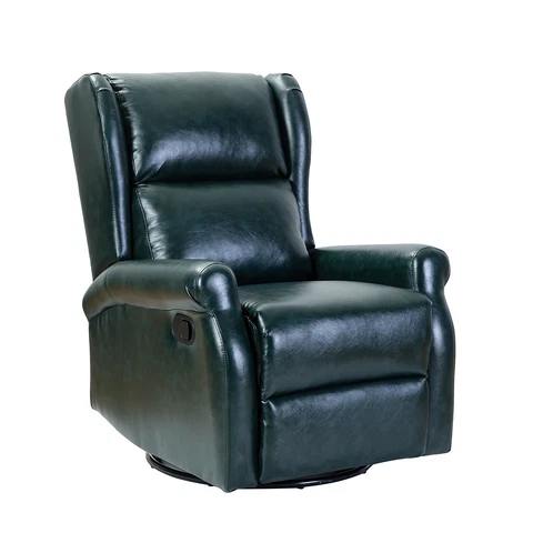 Karat Home Azil Faux Leather Manual Swivel Recliner - Green  MSRP $799.00 Cover