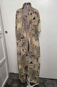 Cardigan donna Umgee stampa boho mix lungo leggero kimono topper taglia M/L - Foto 1 di 5