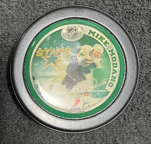 VINTAGE Mike Modano Dallas Stars Hockey Puck - Picture 1 of 2