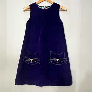 Mini Boden Corduroy Jumper Cat Pockets Navy Blue Girls 11-12 Pinafore Dress - Picture 1 of 9