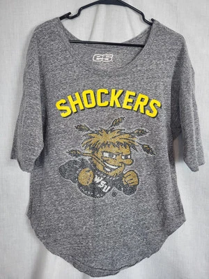WSU Wichita State Shockers Bling Shirt Women's M College Wu Shock Embellished - Image 1 of 4