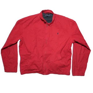 Chaqueta Polo Ralph Lauren Hombres XL Rojo Bombardero Simulado Cuello Cinturón Cremallera Completa Franela Forrada - Imagen 1 de 12