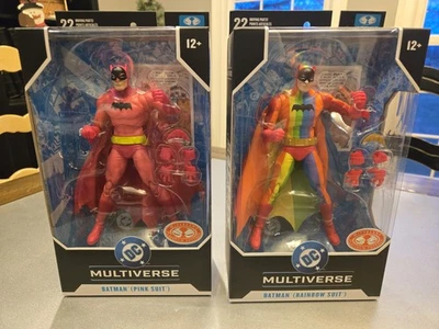 NEW DC Batman Rainbow Suit & Pink Suit 7" McFarlane Red Platinum Edition Chases - Image 1 of 4