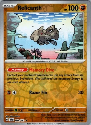 Relicanth - Reverse Holo Rare SV05: Temporal Forces 084/162 NM - Image 1 of 2