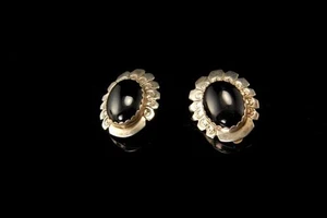 VINTAGE NAVAJO SIGNIERTE AP ONYX 925 STERLING VERSCHLUSS OHRRINGE A802-111 - Bild 1 von 2