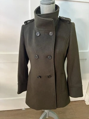 Gabardina para mujer verde oliva militar vintage, doble botonadura, 2 Foto 1 de 4