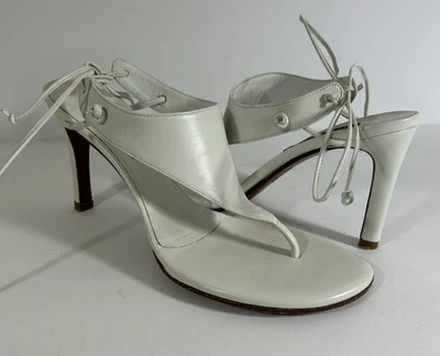 Винтажные женские кожаные сандалии на каблуке Y2K Ralph Lauren Purple Label 7,5 - Изображение 1 из 4