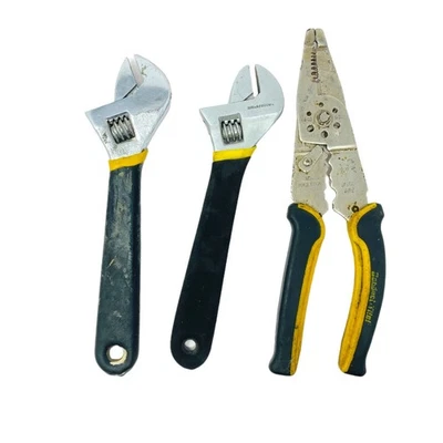 Workforce 8 in Adjustable Wrenches and Wire Stripper Crimping Pliers, 3 Pcs - Image 1 of 4
