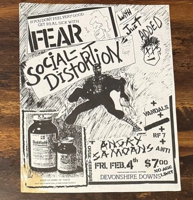Original 1983 Punk Flyer - FEAR, Social Distortion, Angry Samoans, Vandals - VG! - Image 1 of 4