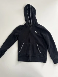 Abercrombie & Fitch Kids Black Full Zip Hoodie Sweatshirt Jacket Boys 7-8 - Picture 1 of 3