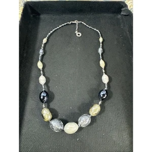 Murrina Murano Glass Beaded Blue, Gold, Silver, Black Necklace Jewelry Used - Picture 1 of 7