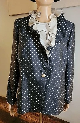 Marina Rinaldi Silk Blend Blouse Removable Collar Blue Womens Sz 21 Pearl Button - Image 1 of 4