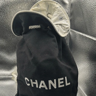 Chanel Bolso Cubo Top Tela Lona Negro Blanco Logo Viaje Playa Foto 1 de 4