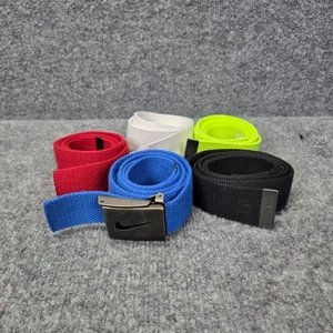 Nike Golf Belt Men's Webbed Cut With Silver Metal Buckle Lot of 5 White Black - Picture 1 of 7