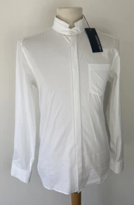Camisa NEIL BARRETT Blanca Calce Ajustado Algodón Elástico Cuello Giratorio PVP: £345.00 Foto 1 de 4