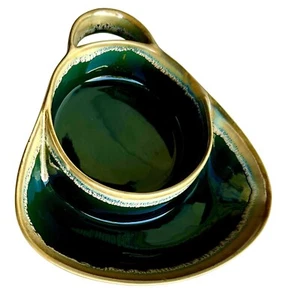 Stoneware Soup Bowl w Side Pocket & Handle LTD Commodities Dark Green New Other - Picture 1 of 6