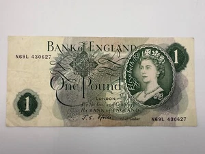 1960's England Queen Elizabeth II GREAT BRITAIN 1 Pound Banknote P-374 SPC136 - Picture 1 of 2