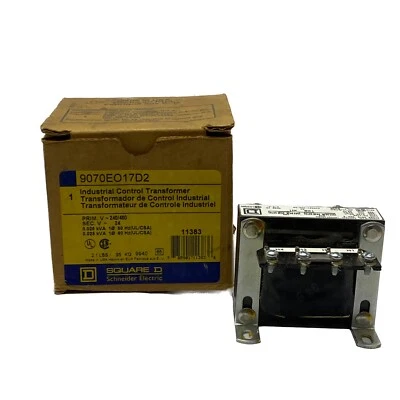 NIB Square D 240/480V Prim. 24V Sec. Type T Control Transformer 9070EO17D2 - Image 1 of 4