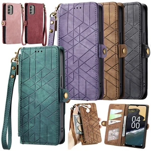 For Nokia G42 C32 OnePlus 12 Nord 4 Zip Magnetic Wallet Leather Phone Case Cover - Picture 1 of 54