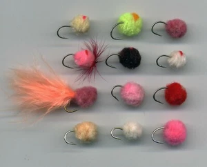 Trout Flies: An assortment of Egg flies x 12 assorted sizes. (code 654) - Picture 1 of 3
