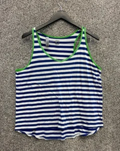 JCP JC Penney Tank Top Blue/White Stripes Green Contrast Trim Women's Size PXL - Picture 1 of 8
