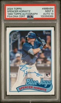 2024 Topps 1989 Topps Auto #89BA1SH Spencer Horwitz Blue Jays RC PSA 9 / 10 Dual - Image 1 of 2
