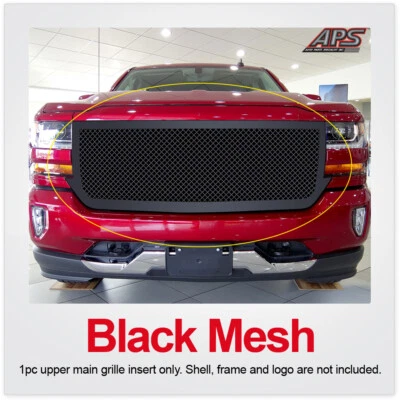 Se adapta a Chevy Silverado 1500/19 1500 LD 2016-2018 rejilla superior de malla negra de acero inoxidable Foto 1 de 4