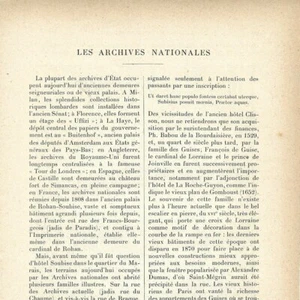 Les archives nationales -- Article Coupure de presse 1899 - Imagen 1 de 4