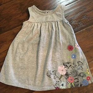 Baby Gap Kitty Kitten Cat Floral Dress Gray Sz 12-18m - Picture 1 of 3