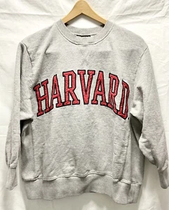 HARVARD Crimson ZARA Spell Out Embroidery Gray Pull Over Sweatshirt size (S) - Picture 1 of 15