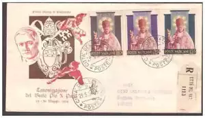FDC Venetia Club Vatican 1954 - Sanctification Pio X ° Viaggiata Racc - Picture 1 of 1