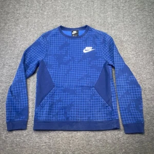 Nike Sweatshirt  Boys Large Blue Geometric Crew Neck Long Sleeve Trendy Casual - Picture 1 of 8