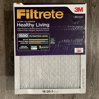 New 6 Pack Filtrete Ultra Allergen Healthy Living 3M 16x20x1 Air Filters    - Image 1 of 4