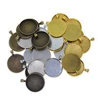 120x Blank Round Connector Tray 25//30mm Pendant Cameo Bezel Cabochon Setting