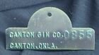 Ancienne étiquette en étain boule de coton Canton Gin Co. de Canton Oklahoma Neuf dans son emballage d'origine