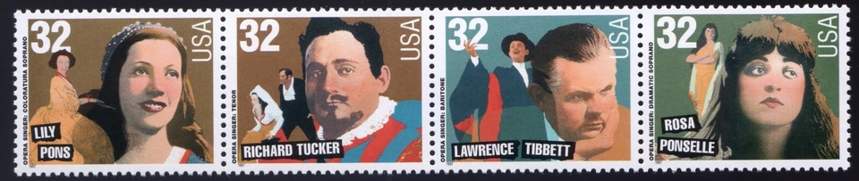 Scott #3154-3157a Opera Singers Strip (Block) of 4 Stamps - MNH Pons 1st - Image 1 of 1